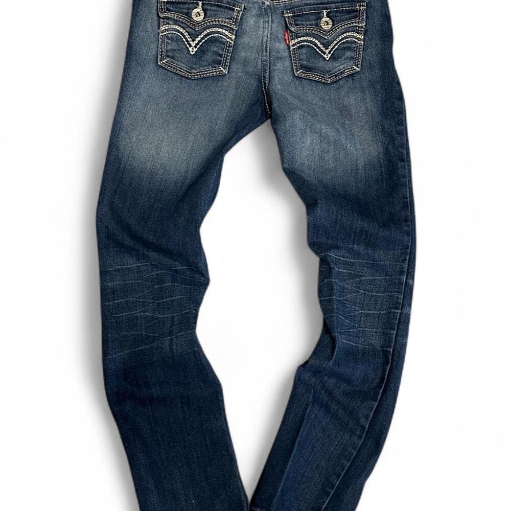 Size youth 10 tough Levi's skinny jeans w embroidered button back pockets